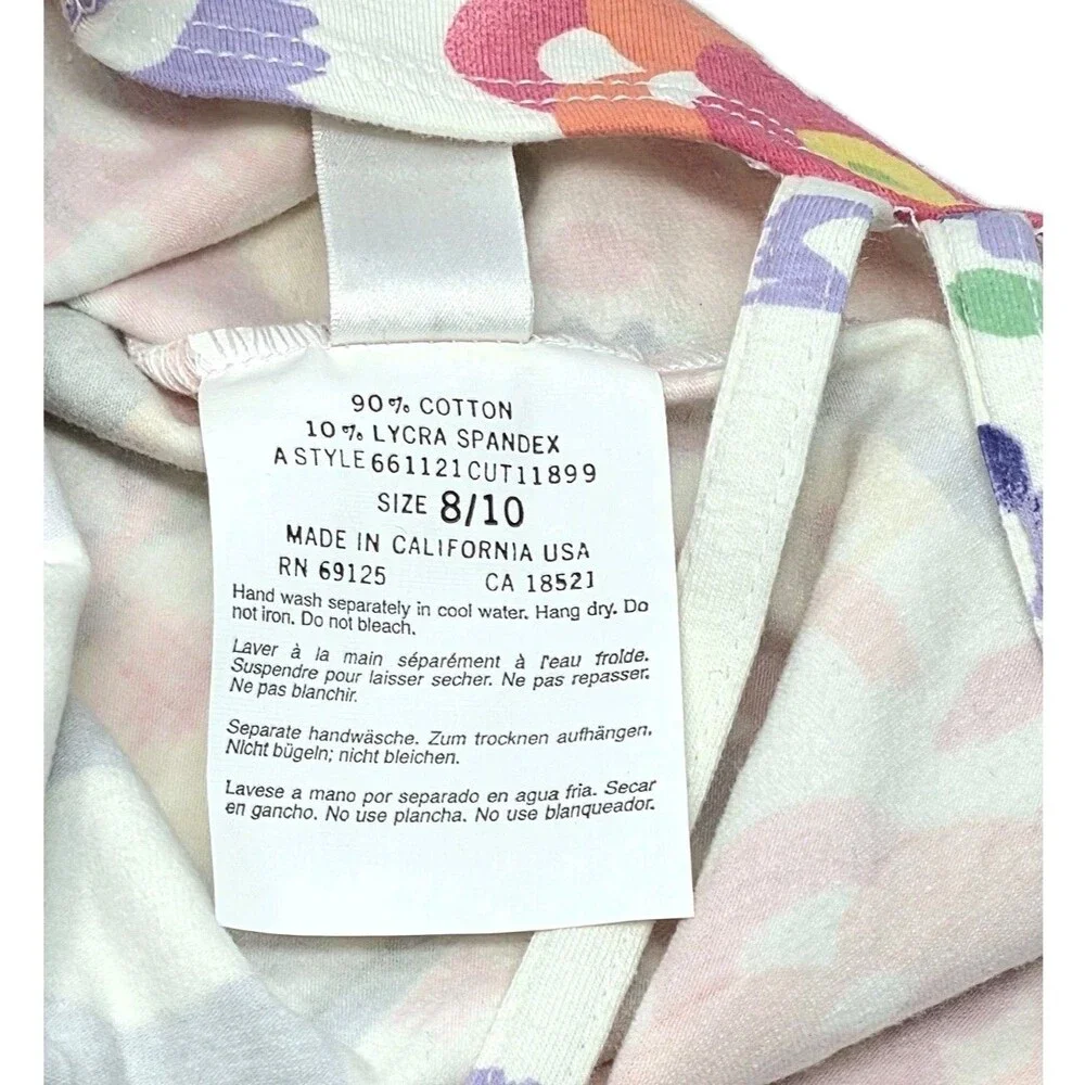 Gilda Marx Kids VTG 90s Colorful Strappy Cotton Unitard Biketard CM Size 8/10
